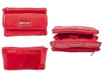 4673 Red Econ. Patch Purse wth Flap Pckts & Zips