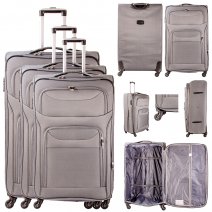 T-SL-01 GREY SET OF 3 TRAVEL TROLLEY SUITCASES