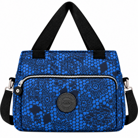 2503 Floral Pattrnd Crnkld Nylon H'Bag With Shoulder Strap (New)