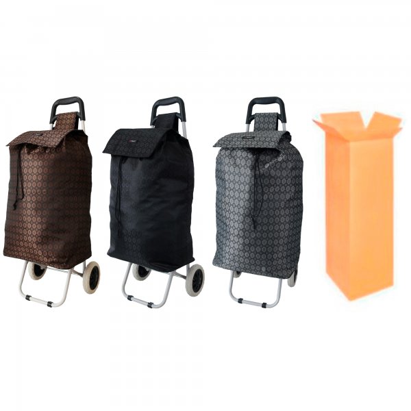 MS-001 ASSORTED BOX PATTERN TWO-WHEELED TROLLEY BOX OF TEN