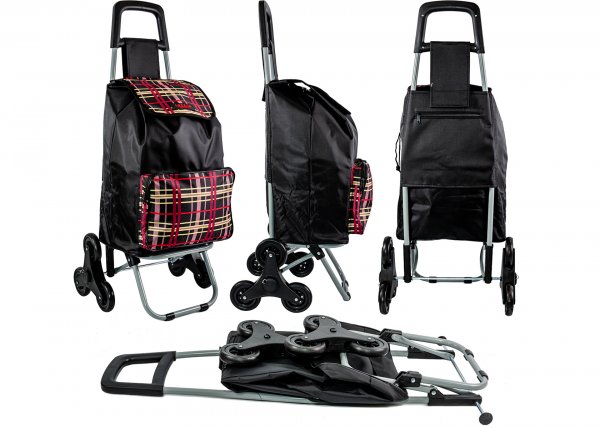 6960/S BLACK CHECK 6 WHEEL STAIRCLIMBER SHOPPING TROLLEY