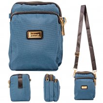 2437 TEAL POLYESTER DOUBLE ZIP RND X-BODY BAG WITH ADJ STRAP