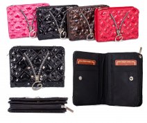 PU-28 BLACK PU PURSE W/ ZIP AND C.CARD HOLDERS