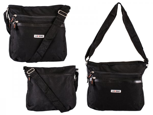 2575 Black Acrss-Bdy Top Zip Polyester Bag 2 Frnt Zips