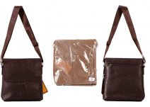 6908 BROWN GENTS MEDIUM PU FLAPOVER BAG
