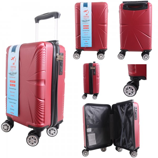 T-HC-US-1629 BURGUNDY RYAN AIR CABIN-SIZED TROLLEY SUITCASE