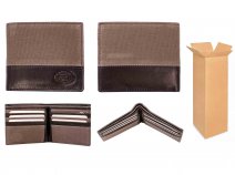 0882 D.GREY/BLACK RFID LEATHER CANVAS MIX WALLET BOX OF 12