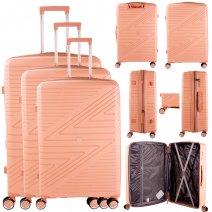 T-HC-PP-02 ROSE GOLD SET OF 3 TRAVEL TROLLEY SUITCASE