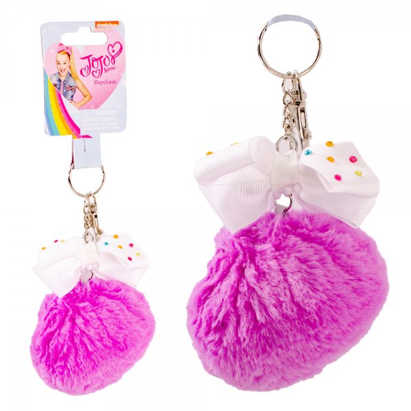 1031 PINK JO JO BOWS POM POM SOFT TOY KEYCHAIN/KEYRING