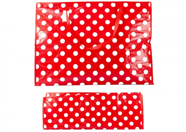 LL-SB3 RED POLKA DOT REUSABLE SHOPPING BAG