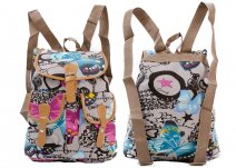 2610 BOHO GREY BUTTERFLY PRINT CANVAS WITH 2 FRONT POCKETS