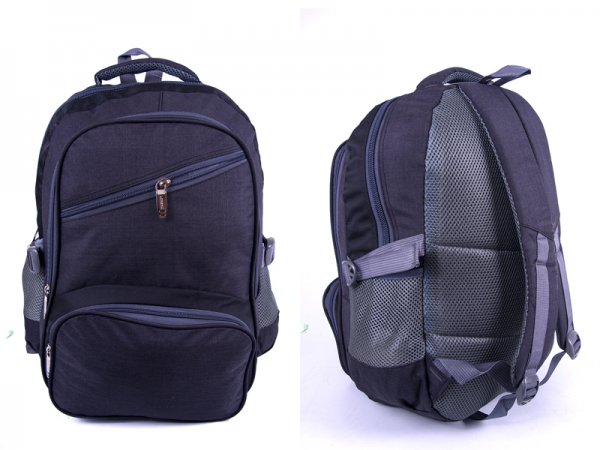 2596 DARK GREY “DENIUM” LOOK BACKPACK WITH 4 ZIPS & SIDE P