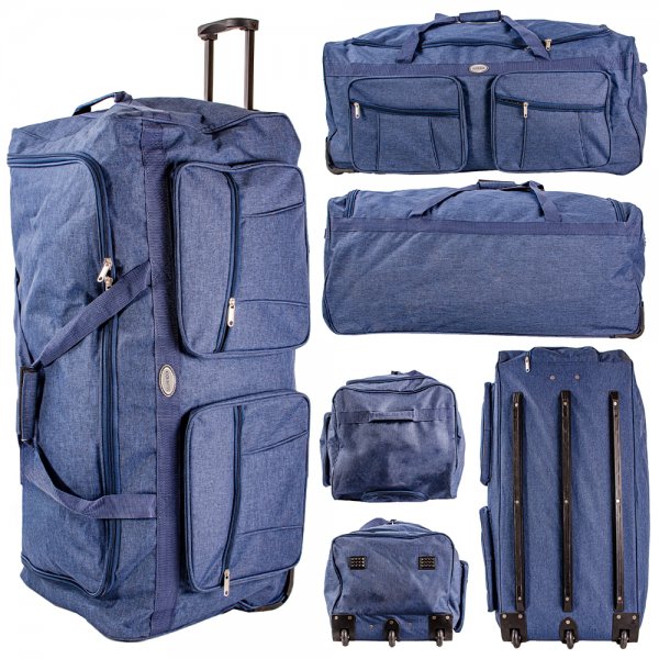 KS-100 34'' NAVY 3-WHEELED HOLDALL TRAVEL BAG