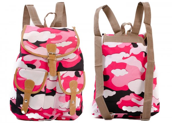 2610 BOHO PINK CLOUD PRINT CANVAS WITH 2 FRONT POCKETS