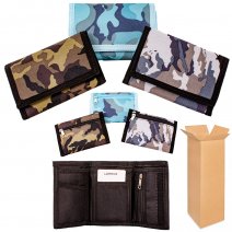 8007 ASSORTED BOX OF 12 NYLON SPORTS WALLET PURSE