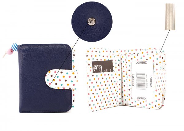 7130 LORENZ NAVY BLUE POLKA DOT PURSE