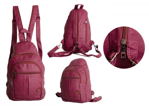 5823 BURGUNDY BACKPACK/X-BODY BACKPACK WITH 4 ZIP POC