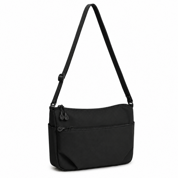 2425 Black Double Top Zip Ripstop Polyster W Front Zip