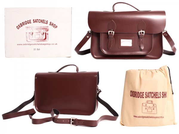 IN-NEW 15" WINE RED SATCHEL WITH HANDLE