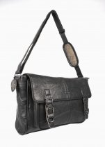 3753 Black Cowhide Flapover Business/Student Bag