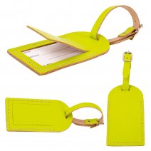 LEATHER LIME GREEN LUGGAGE NAME TAG