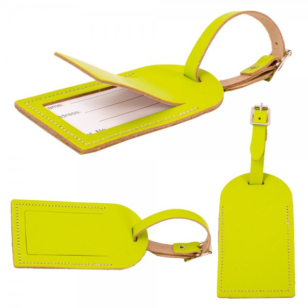 LOUIS VUITTON Leather Luggage Tag Neon Yellow