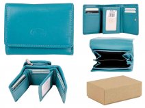 1063 TURQUOISE RFID SOFT COW NAPPA ZIP ROUND PURSE BOX OF 12