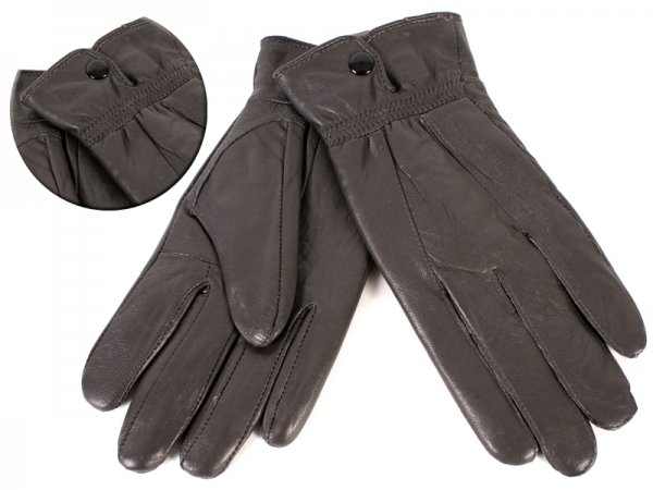 8910 DARK GREY Ladies Soft Leather Glove with Button MEDIUM