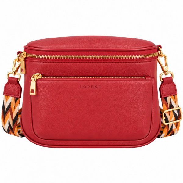 7268 Burgundy Leather/Pu X-Body Waist Bag W-Changable Strap New