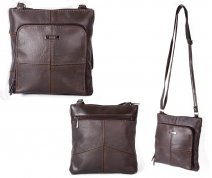 3750D.BROWN X-BDY C.HIDE BAG W/TOP ZIP