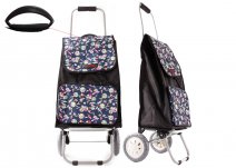 6956/W NAVY FLORAL PATTERN SHOPPING TROLLEY