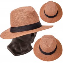 8762 TAN GENTS TRILBY STYLE WIDE BRIM SUN HAT