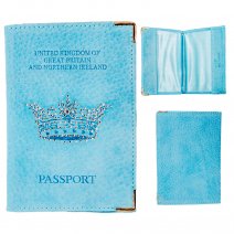 7414 BLUE CROWN UK PURE LEATHER PASSPORT HOLDER