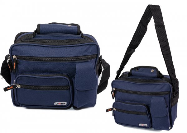 2578 Lrg Twin Top Zip Polyester Bag, 3 Frnt Zip NAVY