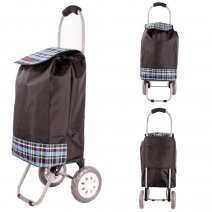 6958/S BLACK/BLUE CHECK 2-WHEEL SHOPPING TROLLEY