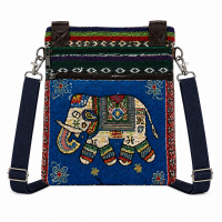 LL-122 Royal Blue Traditional Elephant Print Canvas Shoulder Bag LL-122 Royal Blue Traditional Elephant Print Canvas Shoulder Bag