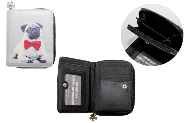 7095 RFID SMALL PURSE WITH PRINTED DESIGNS PUG