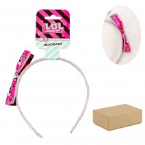 2418-8554 SILVER BOX OF 12 LOL HAIR BAND WITH PRINTED BOW