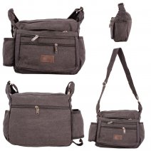 LL-238 BLACK CANVAS SHOULDER BAG