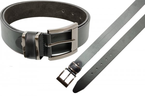 2764 BLACK 1.5" BELT SILVER MATT BUCKLE L (36"-40")