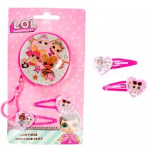 1563-8279 LOL ROUND COIN PURSE WITH HAIR CLIPS SET