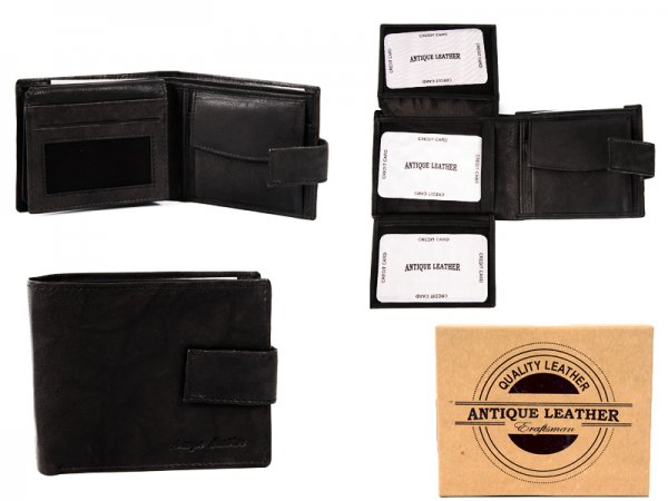 1063 BLACK ANTIQUE LEATHER RFID WALLET