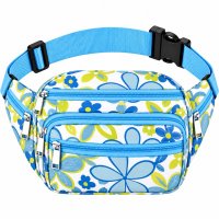8056 White Blue Yellow Flower Bumbag W-7 Zips (New) 8056 White Blue Yellow Flower Bumbag W-7 Zips (New)