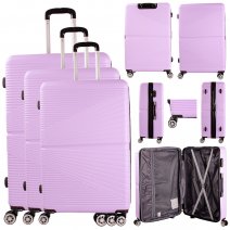 T-HC-12 PURPLE SET OF 3 TRAVEL TROLLEY SUITCASE