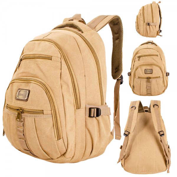 EA-CA45222 KHAKI CANVAS BACKPACK