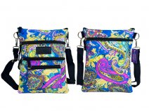 2586 Blue Mix Med. X-Body Pattern Polyester Bag, Quilted