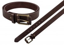 2733 BROWN 1.25" LEATHER GRAIN BELT W/ BRUSHED BRASS BUCKLE XXL