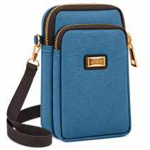 2437 Teal Polyester Double Zip Rnd X-Body Bag With Adj Strap(N)