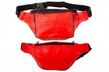 BB-07 RED LEATHER BUMBAG W/3 ZIPS