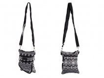 2587 BLACK SMALL X-BODY PATTERN POLYESTER BG, QUILTED FLAP POCK